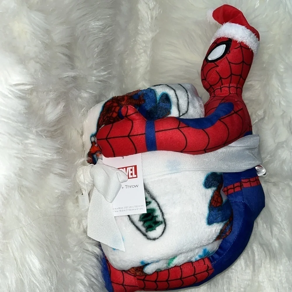 🆕Marvel Spiderman Buddy and Throw Blanket Plush Doll 50”x60” Holiday